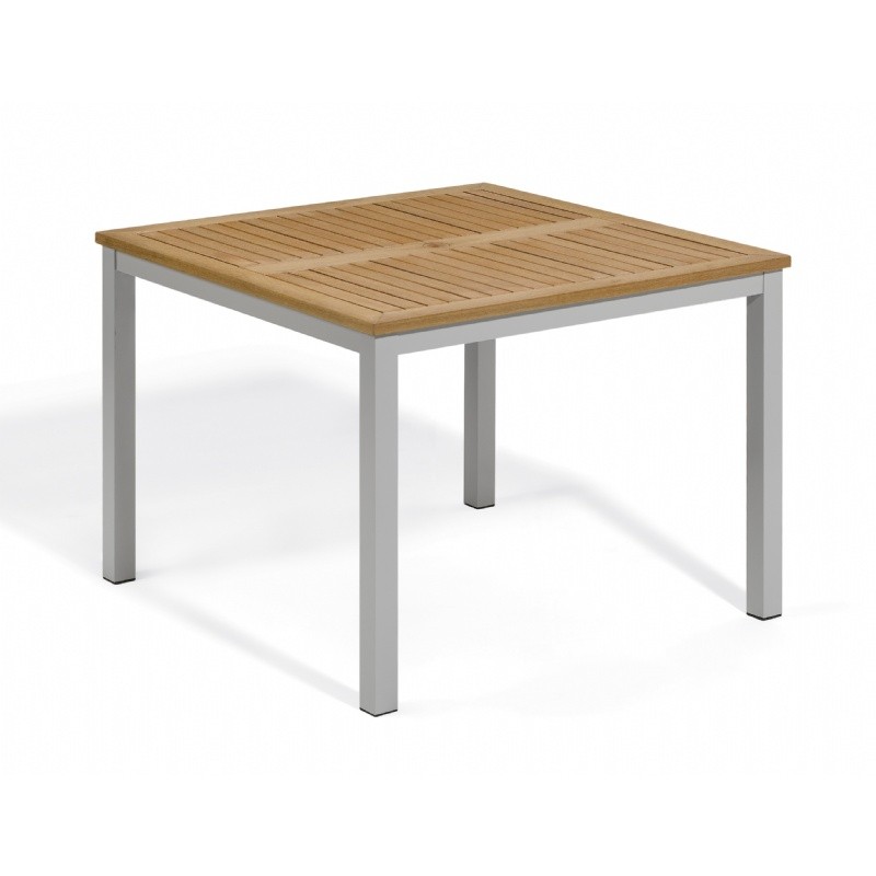 Travira Aluminum Tekwood Natural Top Square Dining Table 39 Inch : Square Dining Tables