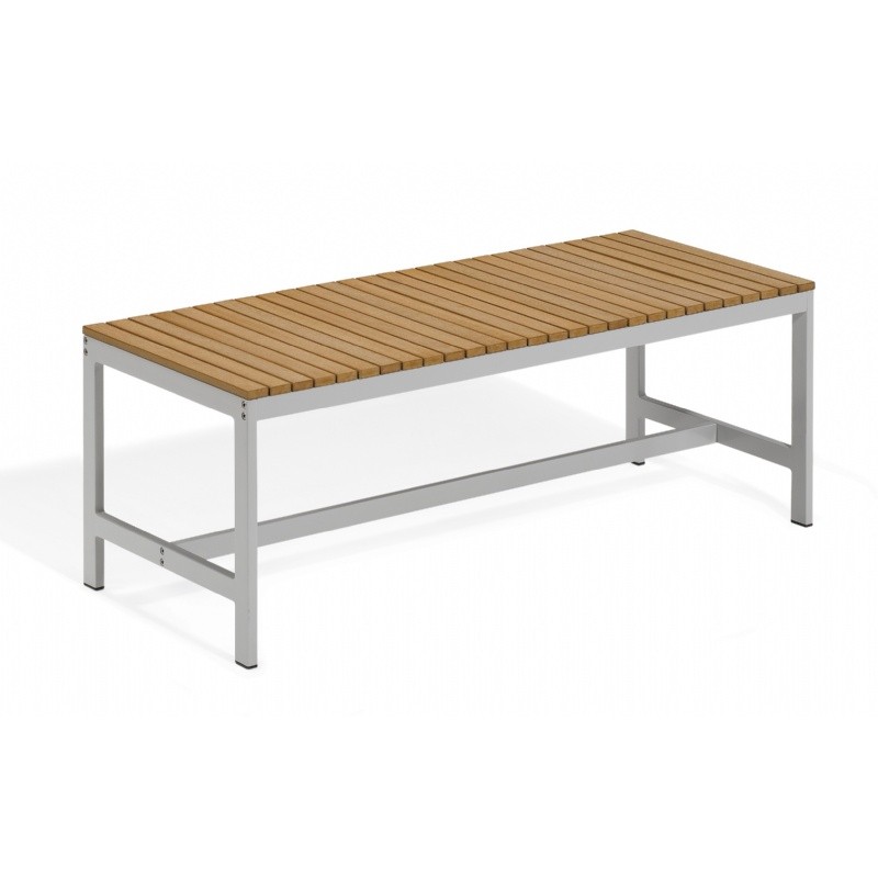 Outdoor Furniture: Benches: Travira Aluminum Tekwood Natural Backless Outdoor Bench 4 Feet