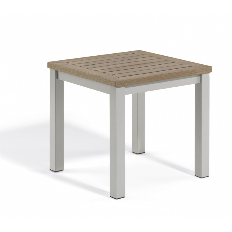 Travira Aluminum Tekwood Vintage Top Square Side Table : Coffee Tables