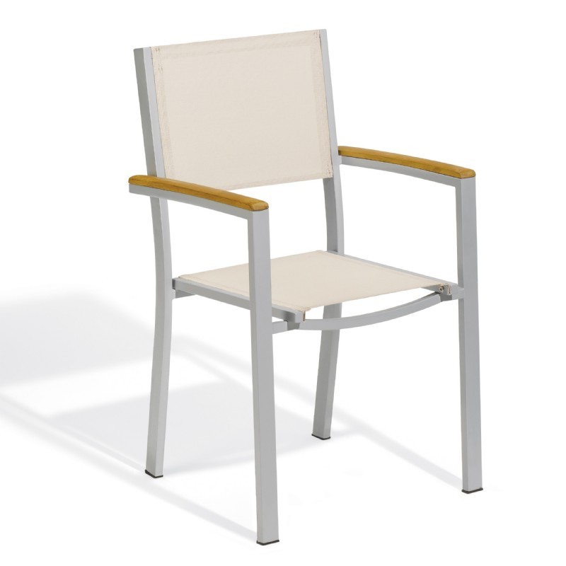 Travira Aluminum Sling Stackable Dining Chair Natural : Dining Chairs