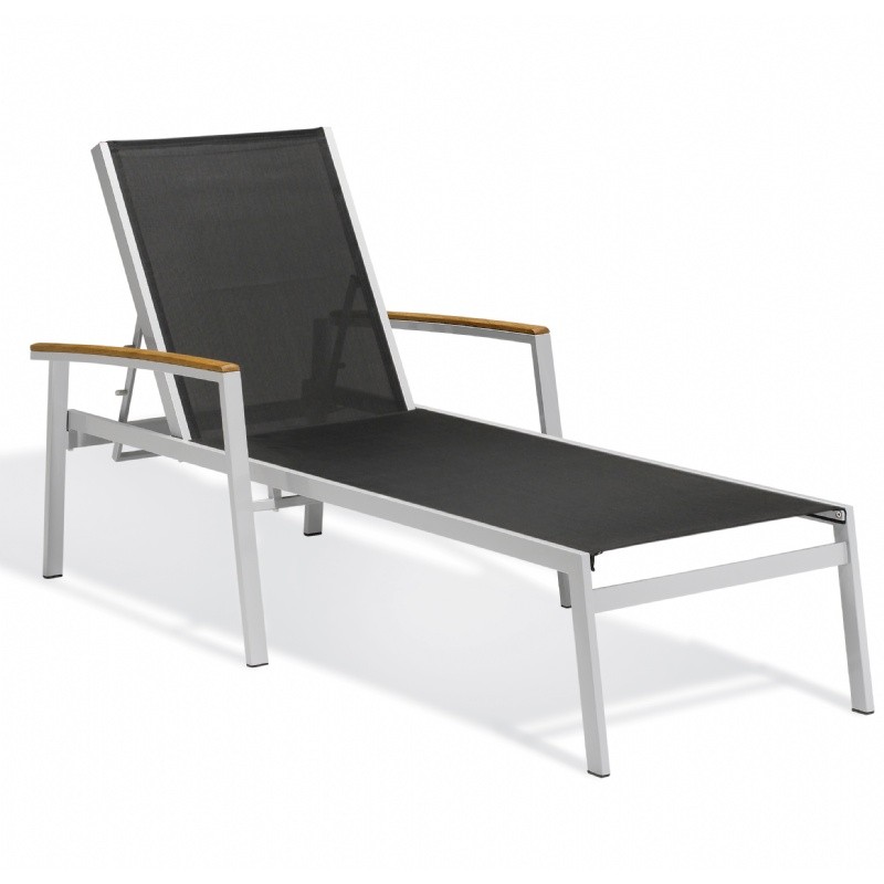 Outdoor Furniture: Aluminum: Travira Aluminum Sling Stackable Chaise Lounge Black