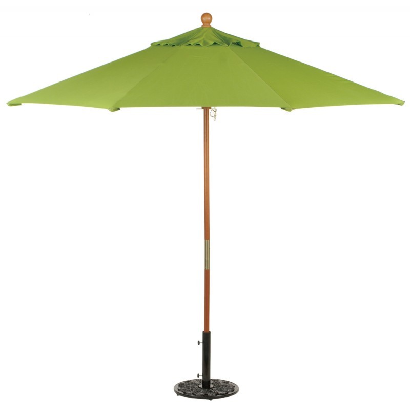 Outdoor Furniture: Oxford Garden: Shorea Collection: Wood Pole Octagon Market Umbrella 9 Feet Shade