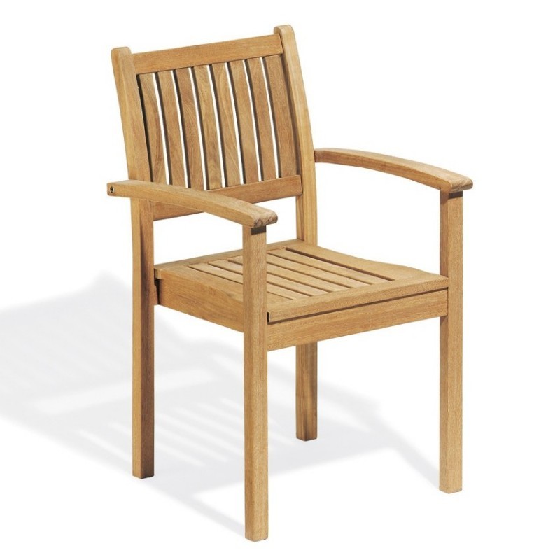 Outdoor Furniture: Oxford Garden: Shorea Collection: Shorea Wood Warwick Stacking Outdoor Arm Chair