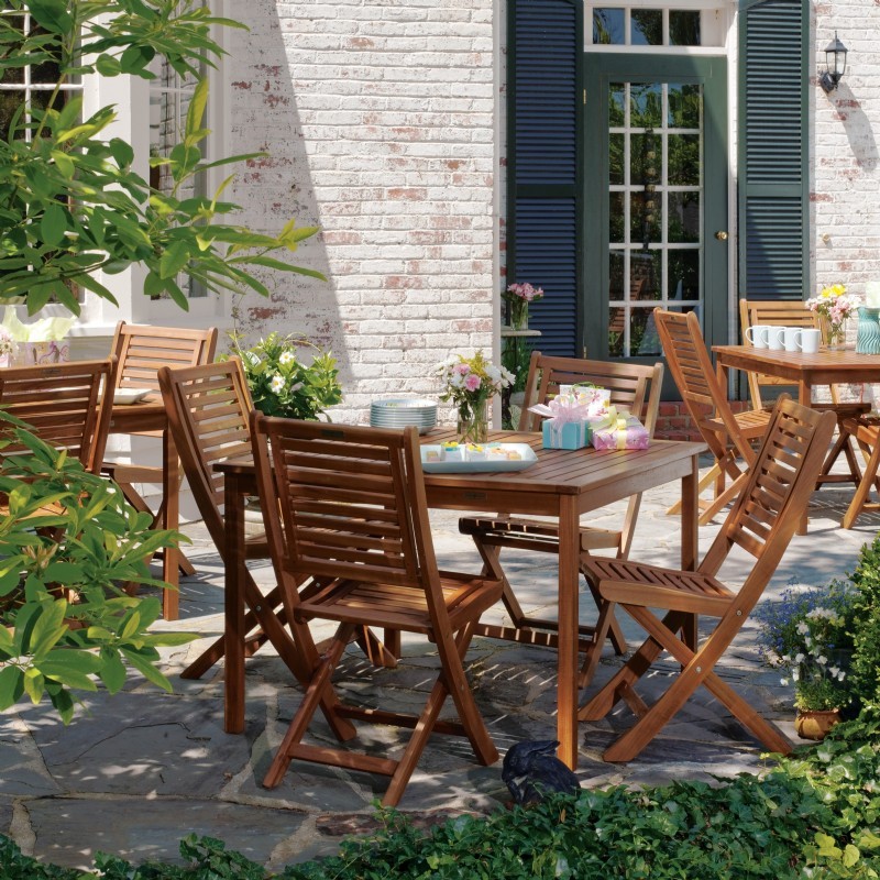 Wood Outdoor Dining Sets on Outdoor Patio Dining Sets     Capri Acacia Wood Outdoor Dining Set 5