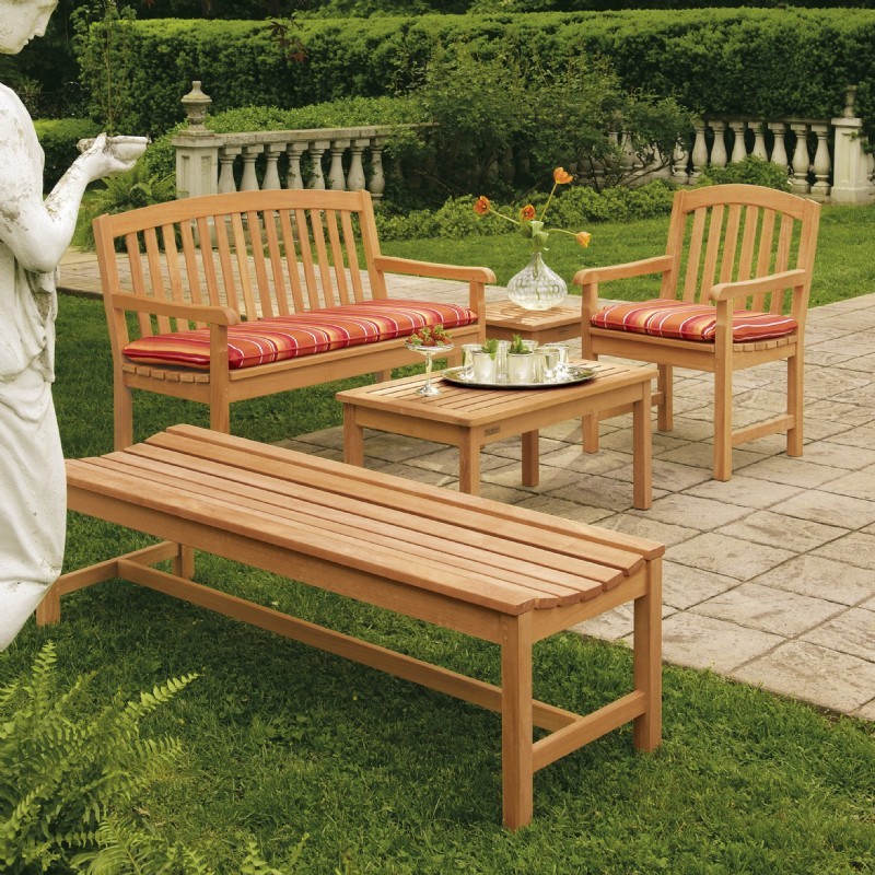 Shorea Wood Chadwick Outdoor Bench Seating Set 4 piece