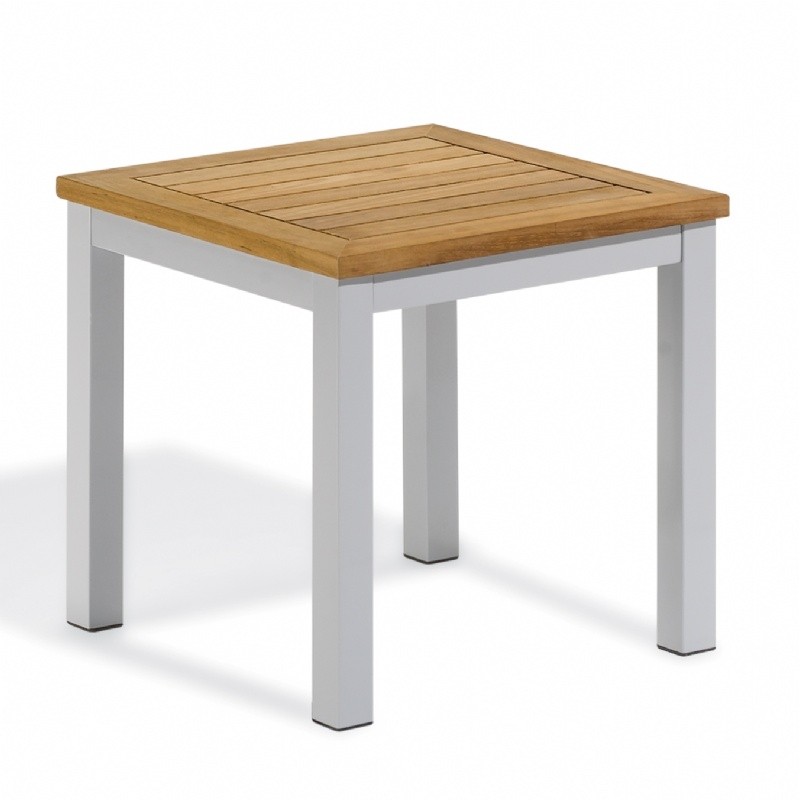 Travira Aluminum Teak-Top Square Side Table Travira Aluminum Teak-Top Square Side Table