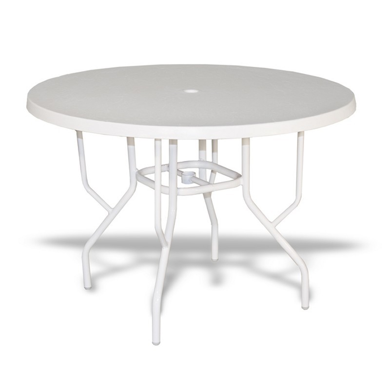 Strap Round Patio Dining Table with Fiberglass Top White 42"