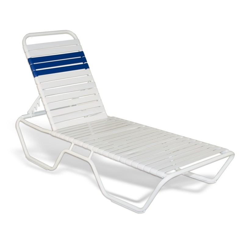 Strap Patio Stackable Chaise Lounge 78x27x12 White : Pool Lounge Chairs