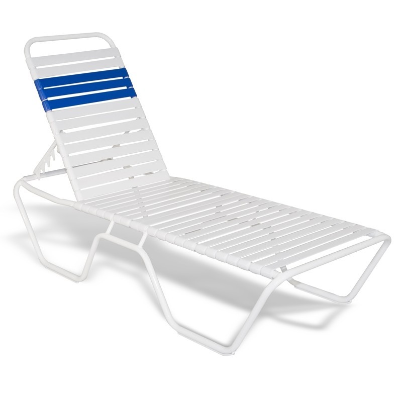 Outdoor Furniture: Strap Furniture: Strap Patio Stackable Chaise Lounge 78x27x14 White