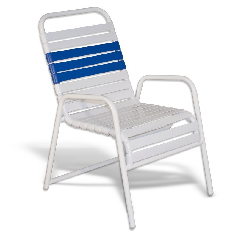 Strap Patio Stackable Dining Arm Chair White : Dining Chairs