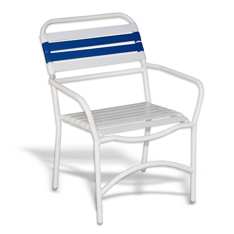 Strap Patio Stackable Dining Arm Chair White : Dining Chairs