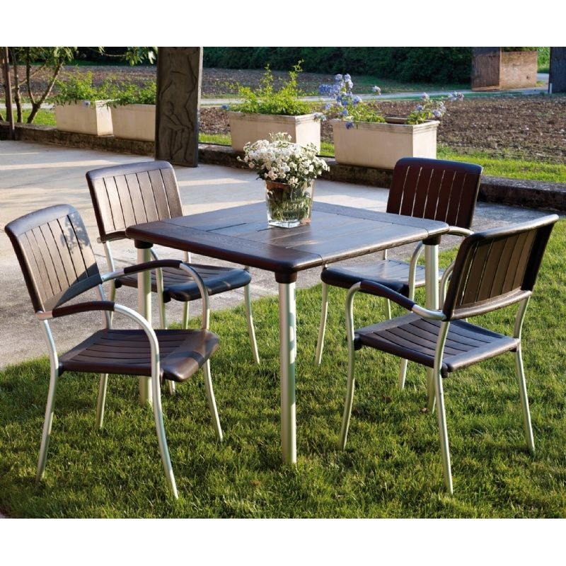Musa Square Outdoor Dining Set 5 Piece Espresso