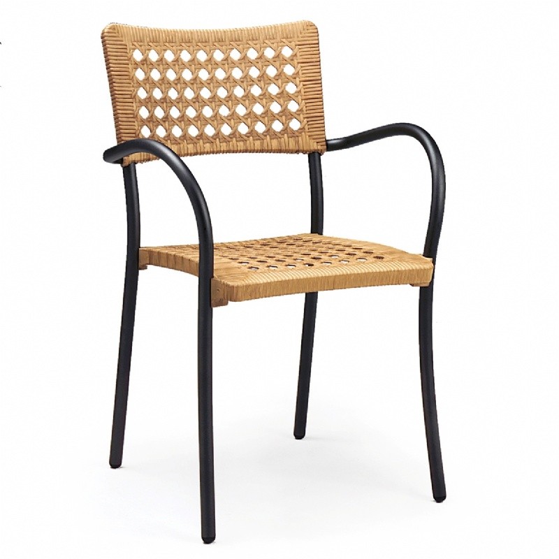 Artica Outdoor Arm Chair with Straw Seat : Dining Chairs