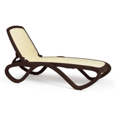 Adjustable Stacking Sling Chaise Lounge Brown Beige : Pool Lounge Chairs