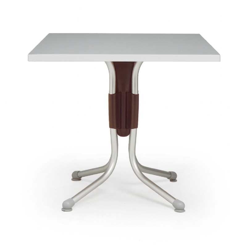 Outdoor Furniture: Resin: Polo Square Werzalit Top Folding Table Silver-Brown 31 inch