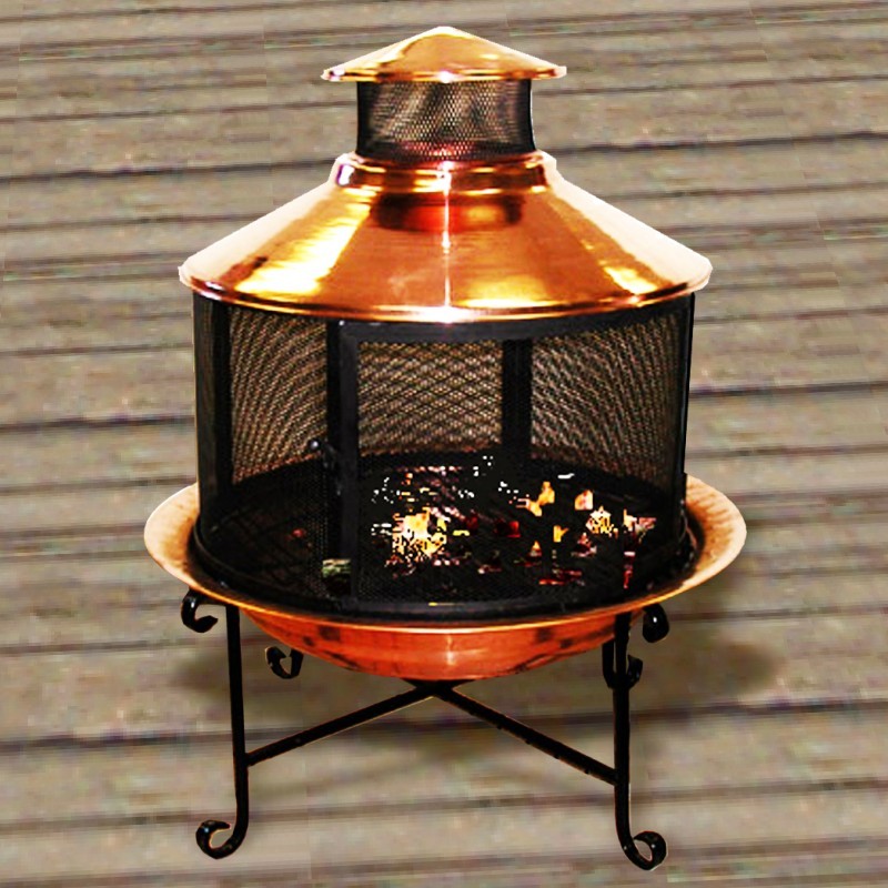 Home & Garden: Fire Pits & Fireplaces: Copper Chiminea Grill Set