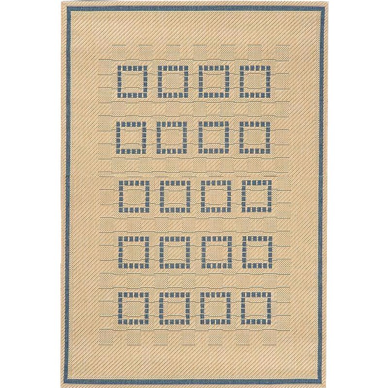 Squares 8' &times; 10' Outdoor Rug Cream-Blue