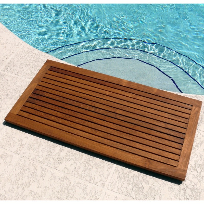 What's hot on pool & beach products: Spa & Shower Mats: LeSpa Teak Oiled Framed Floor Mat 39 &times; 20