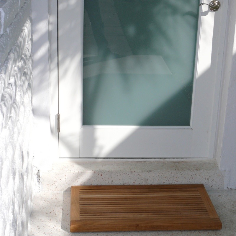 Pool & Beach: Spa & Shower Mats: LeSpa Natural Teak Framed Doormat 31 &times; 18