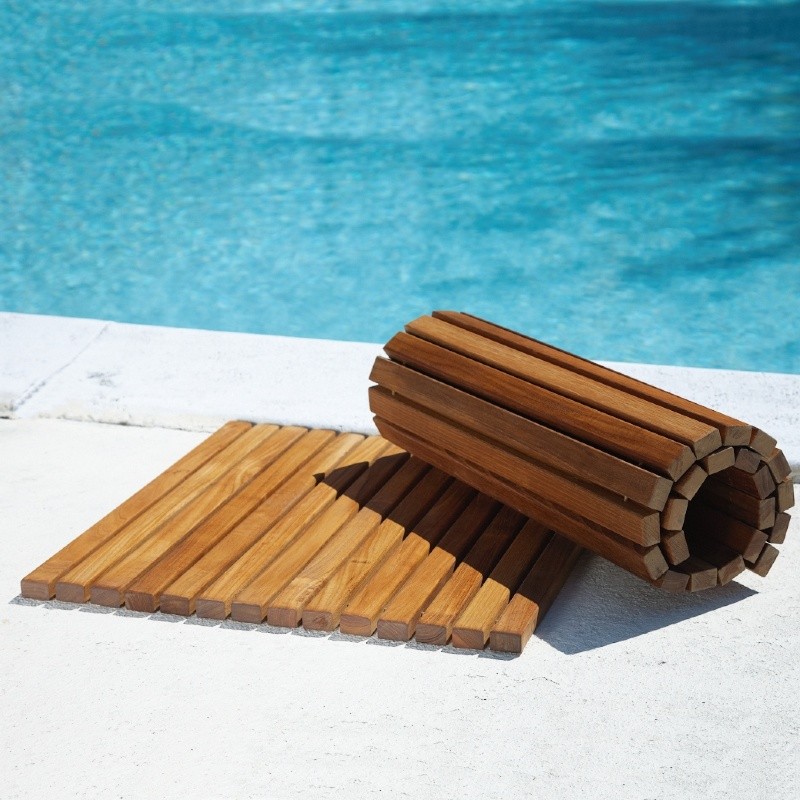 Pool & Beach: Spa & Shower Mats: LeSpa Teak Oiled String Floor Mat 19 &times; 19