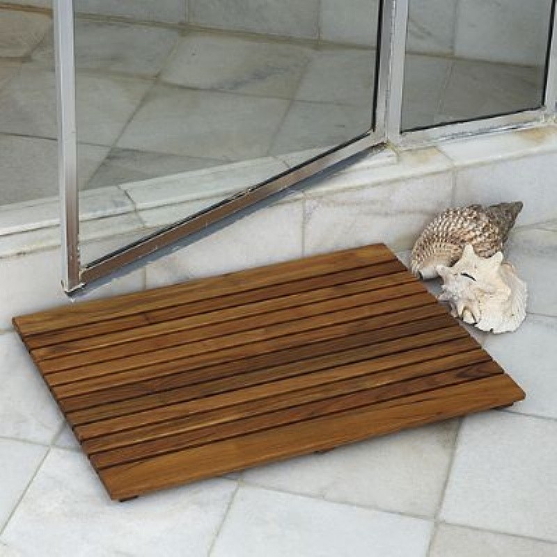 Pool & Beach: Spa & Shower Mats: LeSpa Teak Oiled Floor Mat 27.5 &times; 19.7
