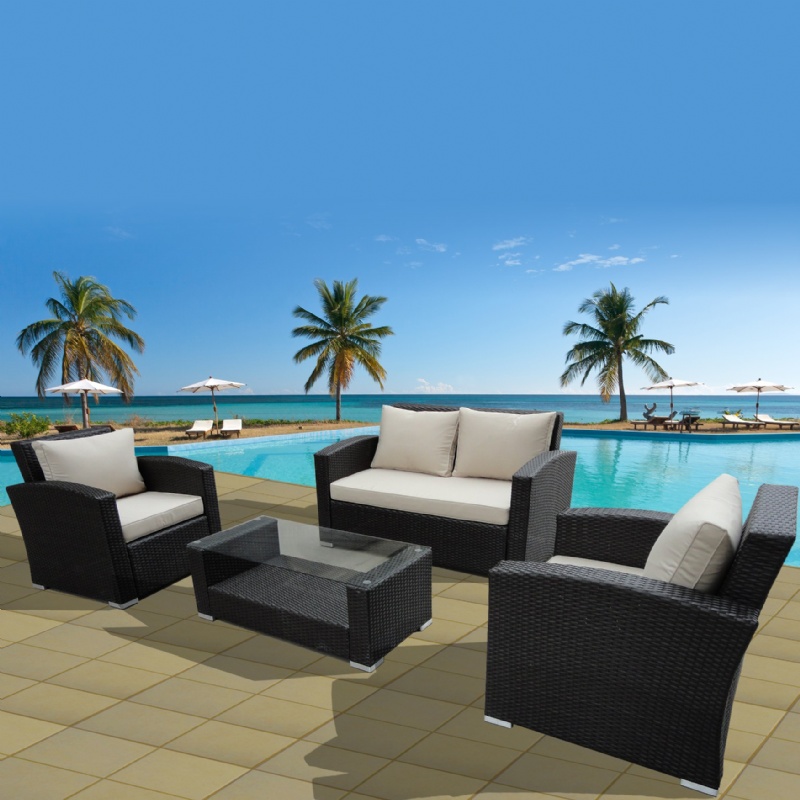 Outdoor Furniture: Patio Sets: Keywest Modern Outdoor Deep Seating Set 4 Piece