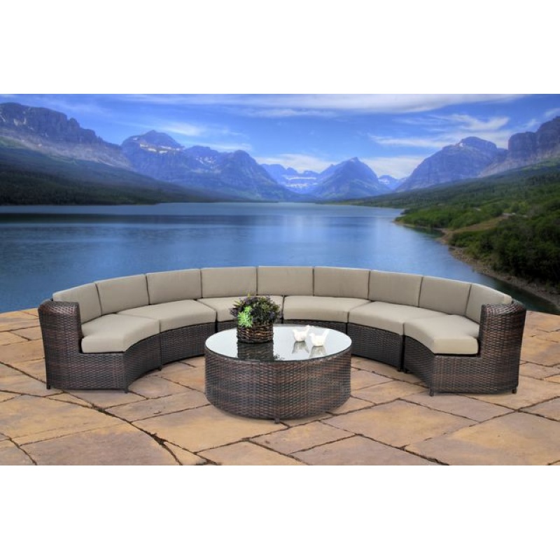 Outdoor Furniture: Outdoor Deep Seating Sets: Avila Semicircle Sectional Patio Seating Set 7-Piece