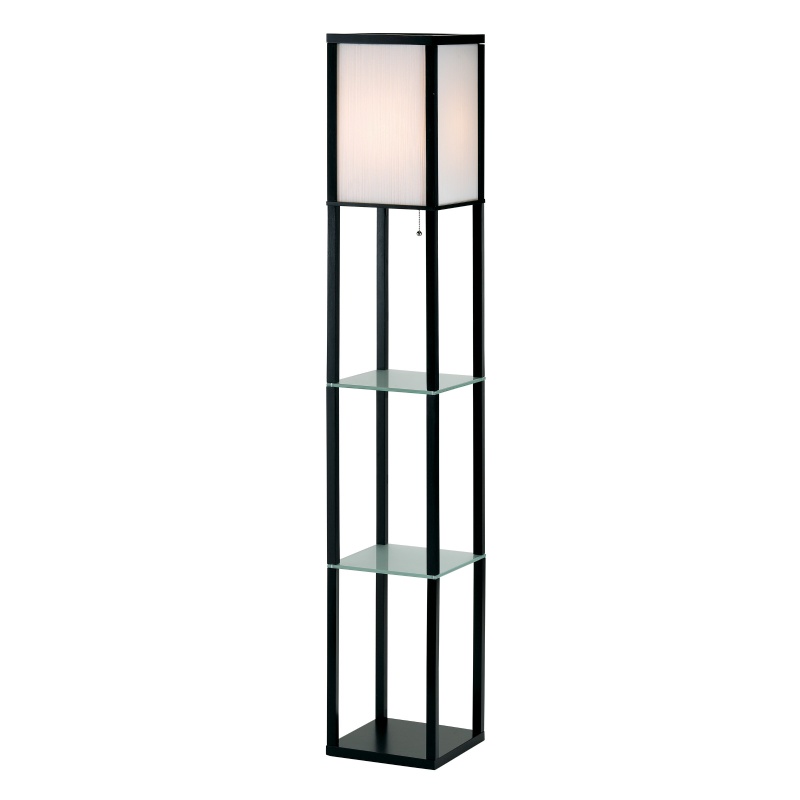 Lighting: Floor Lamps: Adesso Black Berk Shelf Floor Lamp