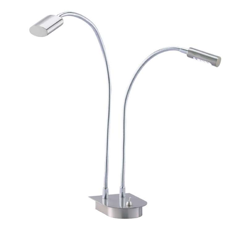 Adesso Satin Steel Eternity Double Gooseneck Desk Lamp : Modern Table Lamps