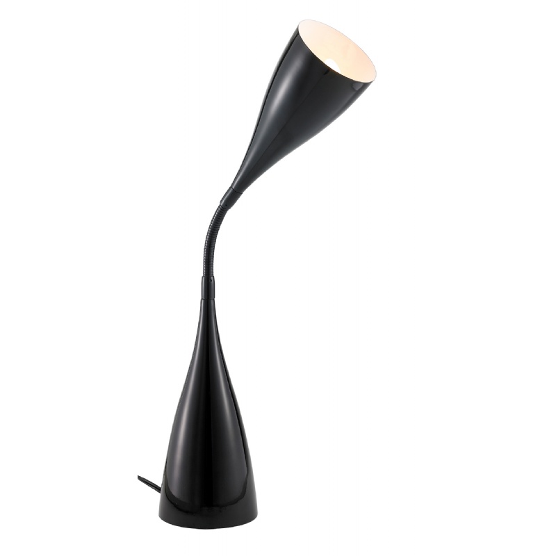 Lighting: Modern Table Lamps: Adesso Black Search Gooseneck Desk Lamp