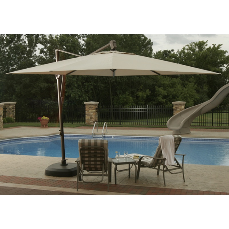 10 Feet Square Cantilever Umbrella with Base Olefin Stone Top alternative photo #0