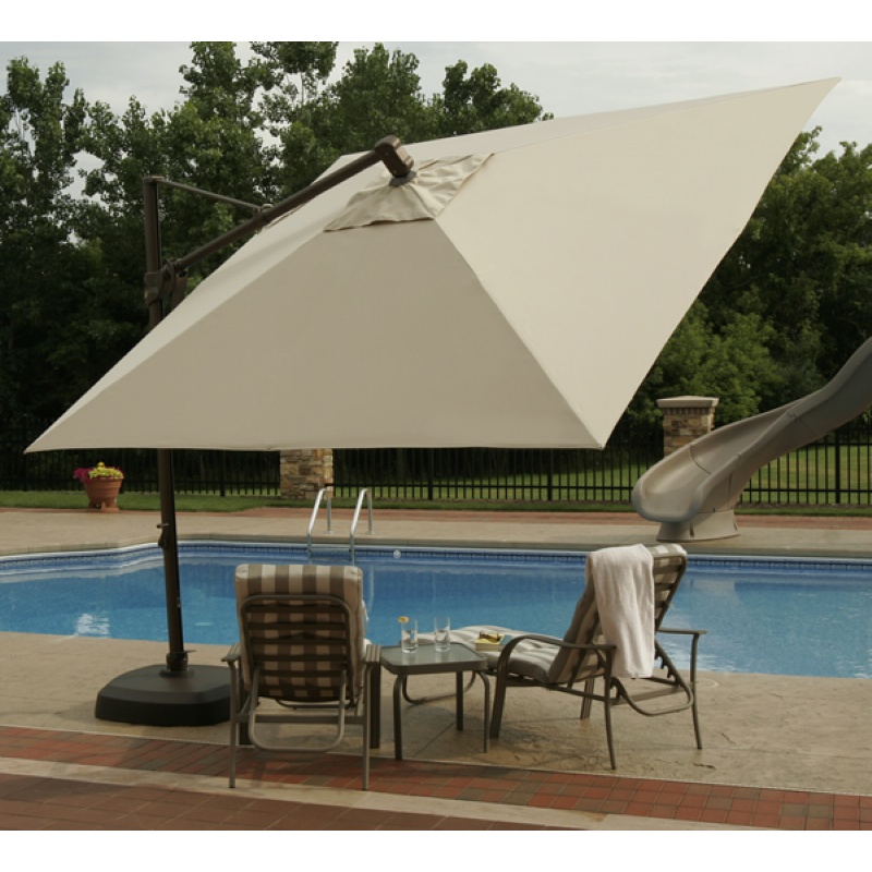 10 Feet Square Cantilever Umbrella with Base Olefin Stone Top alternative photo #1