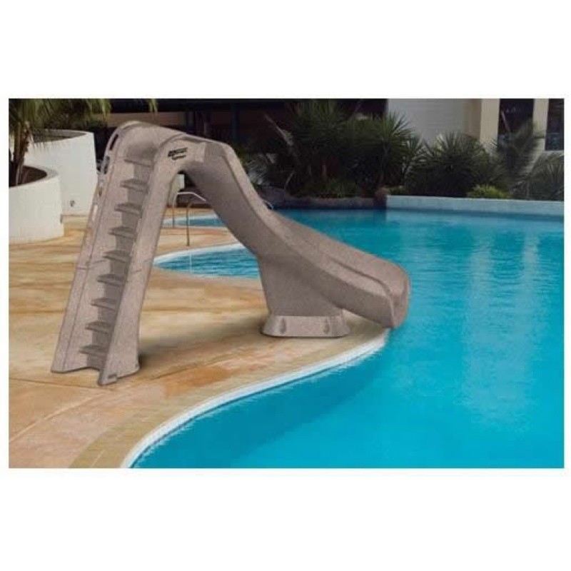 Pool & Beach: Water Slides: Typhoon Pool Slide Left Turn 7 Feet Gray Granite
