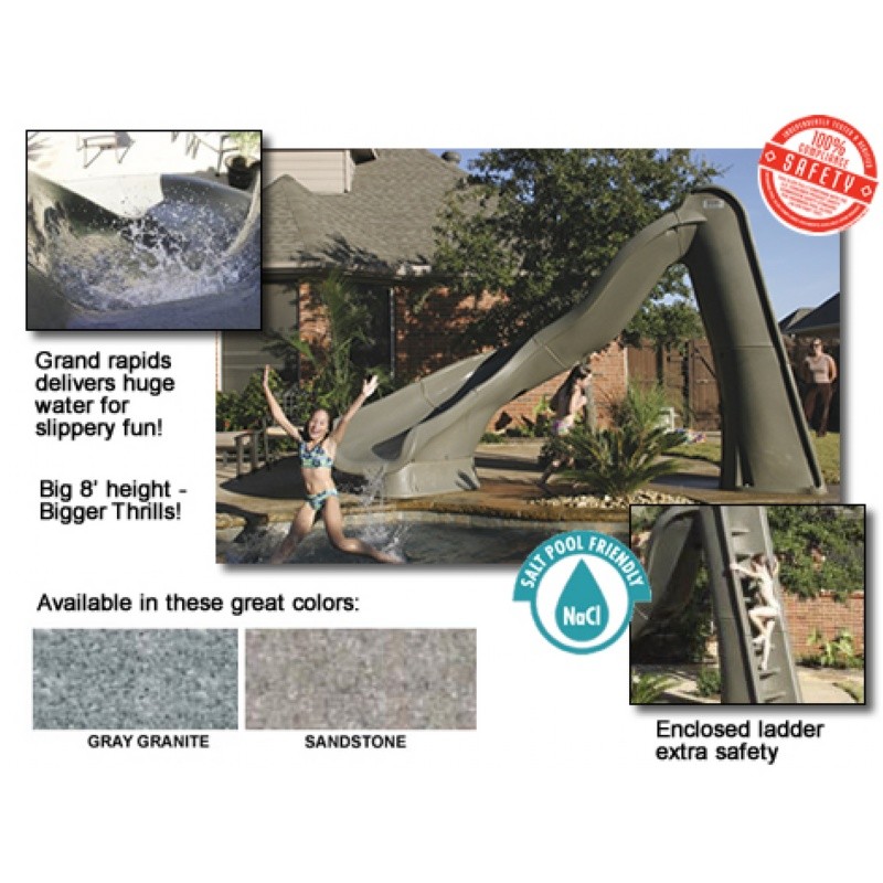 Pool & Beach: Water Slides: Turbotwister Pool Slide Left Turn 8 Feet Gray Granite