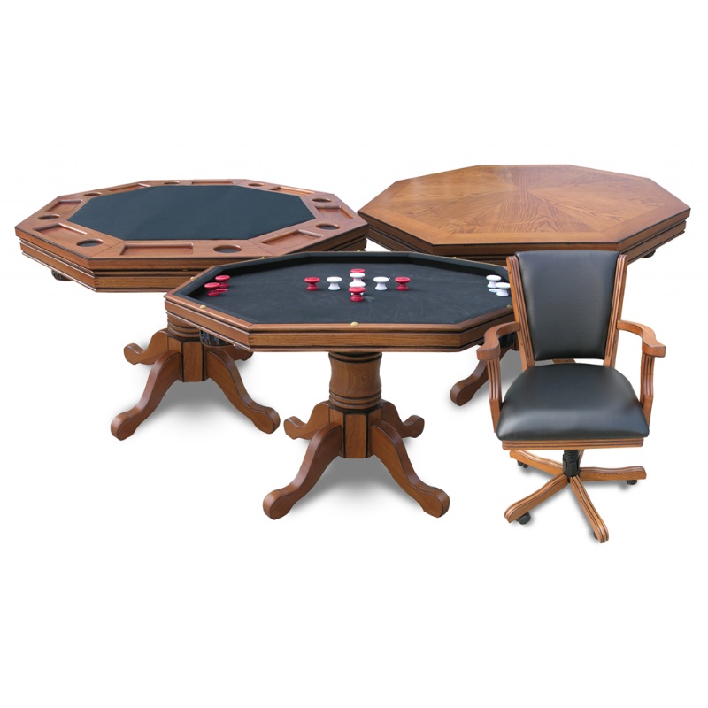 Holiday Gift Ideas: Poker Table 3-in-1 with 4 Chairs - Antique Dark Oak