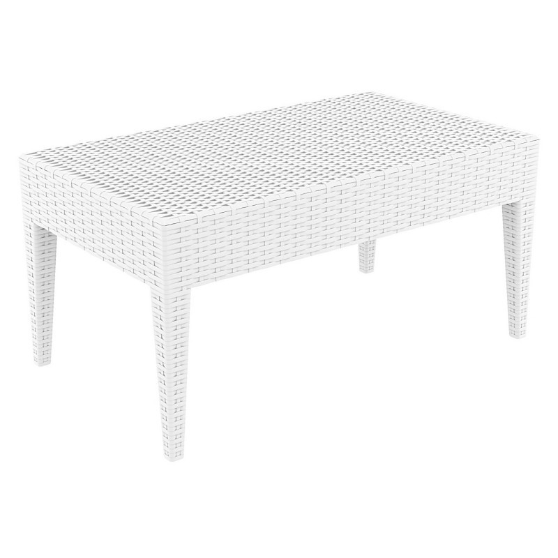 Miami Wickerlook Resin Patio Coffee Table White 36 inch.