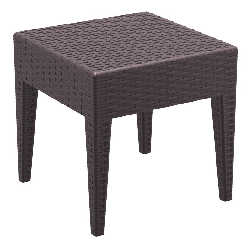 Miami Wickerlook Resin Patio Side Table Brown 18 inch.