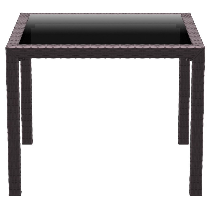 Miami Wickerlook Resin Square Patio Dining Table Brown 37 inch. alternative photo #0