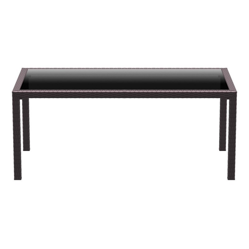 Miami Wickerlook Resin Rectangle Patio Dining Table Brown 71 inch. alternative photo #0
