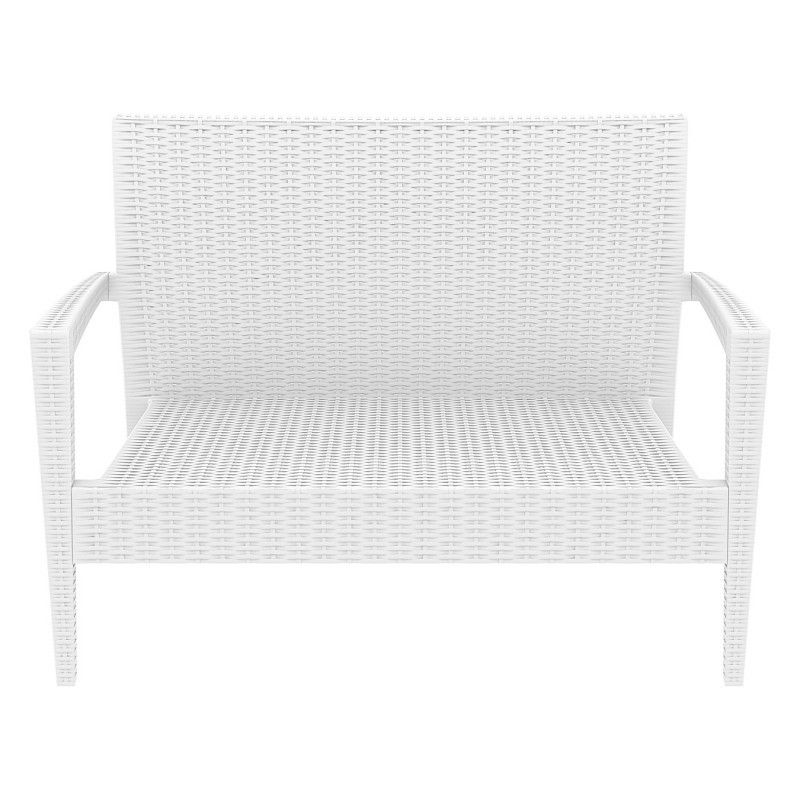 Miami Wickerlook Resin Patio Loveseat White alternative photo #1
