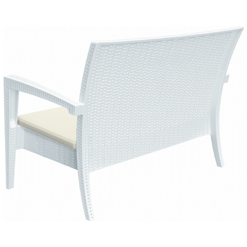 Miami Wickerlook Resin Patio Loveseat White alternative photo #2