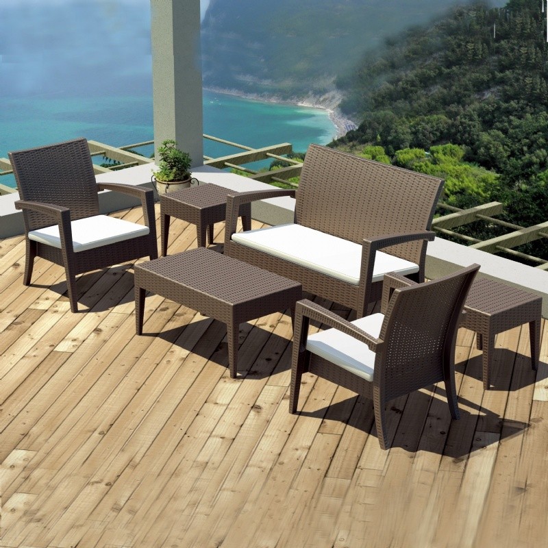 Miami Wickerlook Resin Patio Deepseating Set 6 piece Brown alternative photo