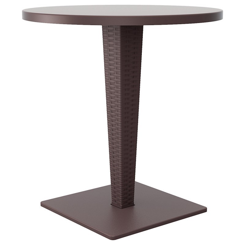 Riva Wickerlook Resin Round Patio Dining Table Brown 28 inch.