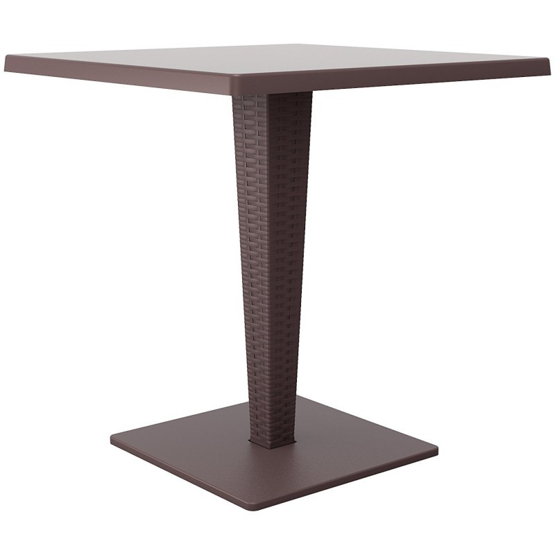 Riva Wickerlook Resin Square Patio Dining Table Brown 28 inch.