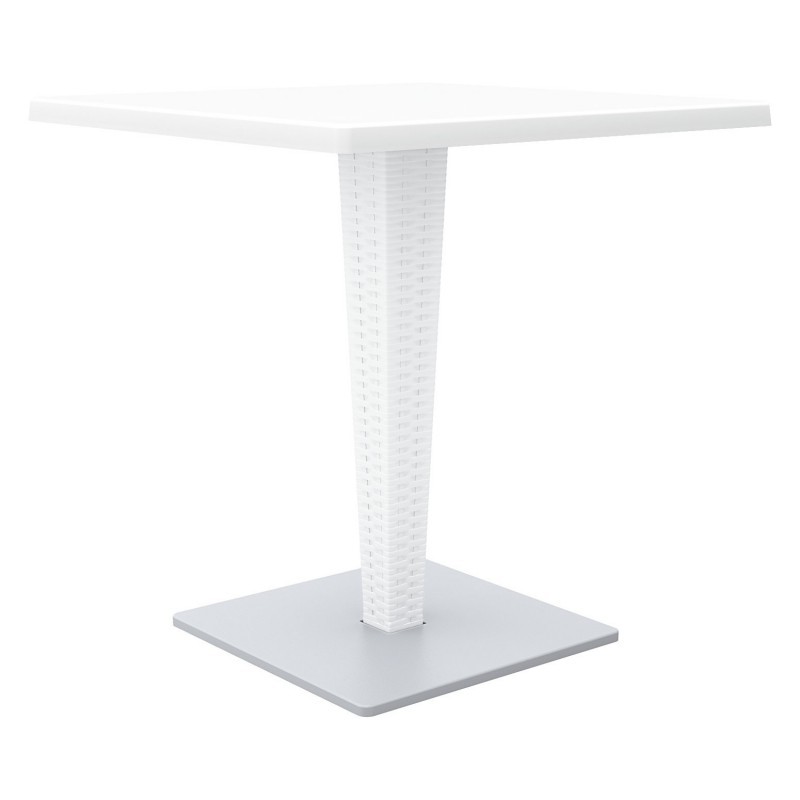 Riva Wickerlook Resin Square Patio Dining Table White 28 inch.