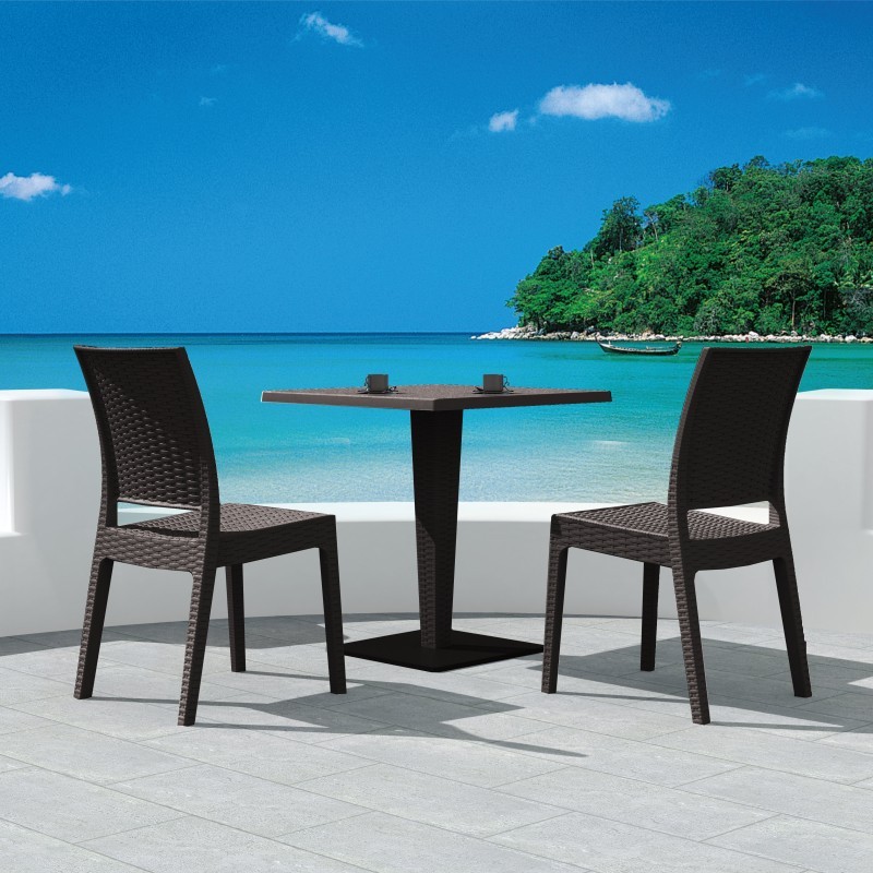 Florida Wickerlook Outdoor Resin Bistro Set White with Round Table 28 inch