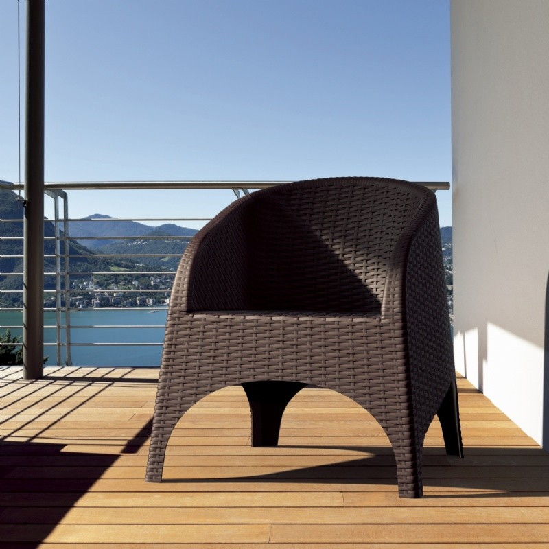 Aruba Wickerlook Resin Patio Set 3 Piece Brown with Rectangle Table alternative photo #3