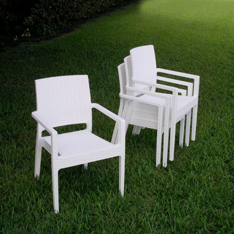 Miami Wickerlook Resin Patio Dining Set 5 Piece White alternative photo #5