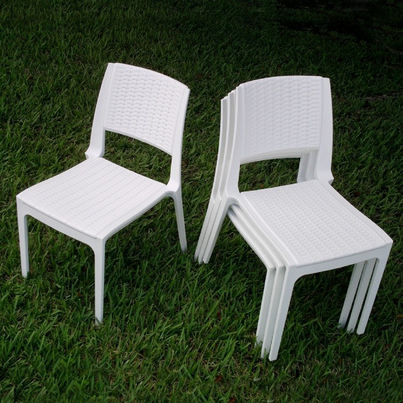 Miami Wickerlook Resin Patio Dining Set 5 Piece White with Side Chairs alternative photo #4