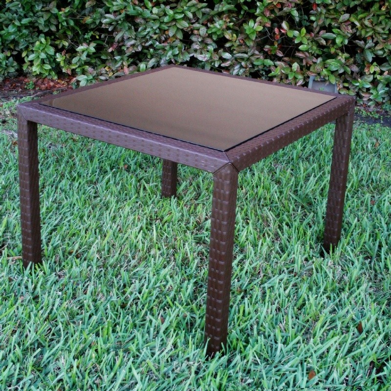 Miami Wickerlook Resin Square Patio Dining Table Brown 37 inch. alternative photo #1